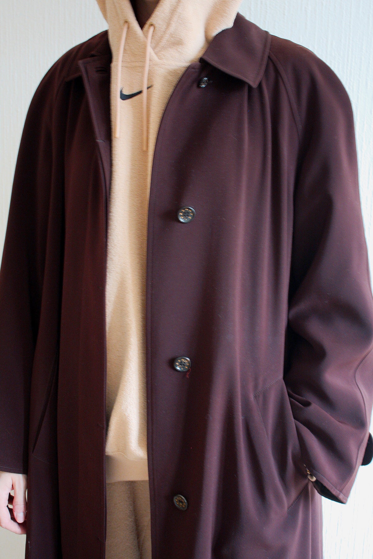 Trench extra long bordeaux/brun L