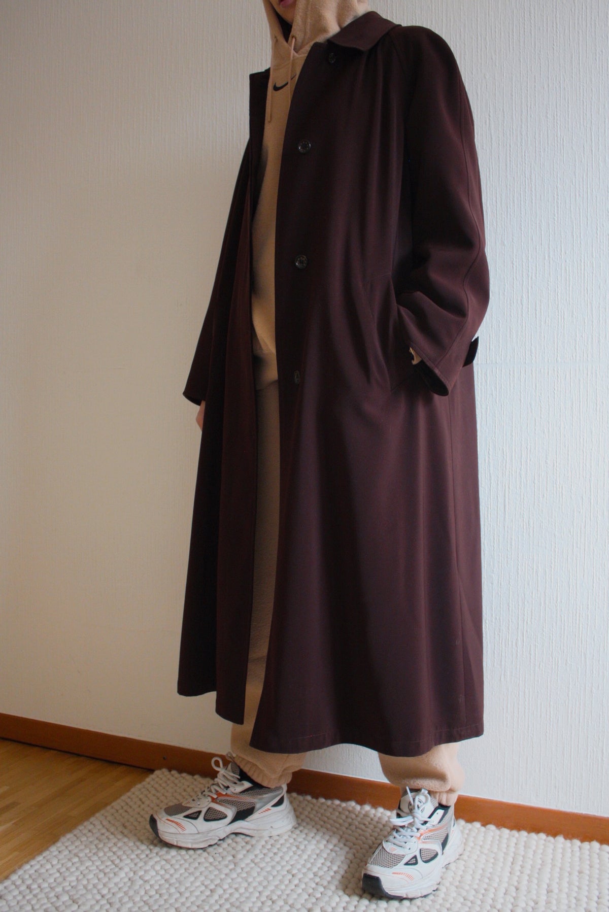 Trench extra long bordeaux/brun L