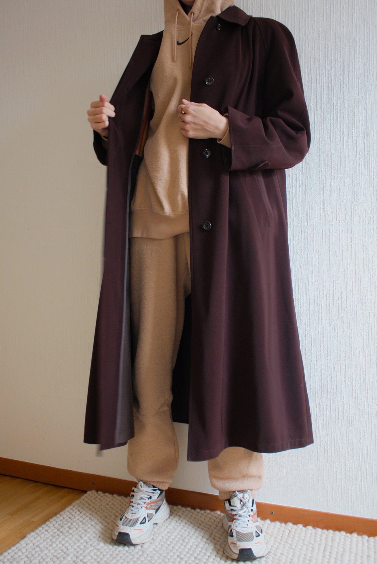 Trench extra long bordeaux/brun L