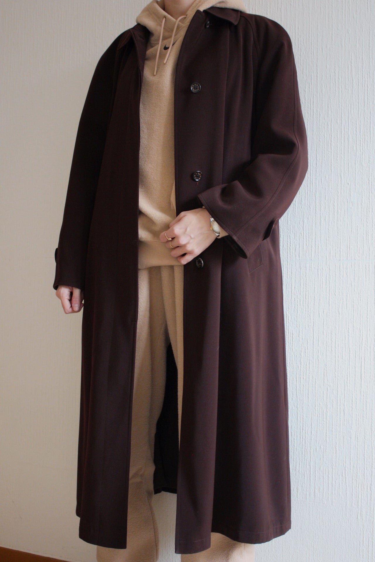 Trench extra long bordeaux/brun L