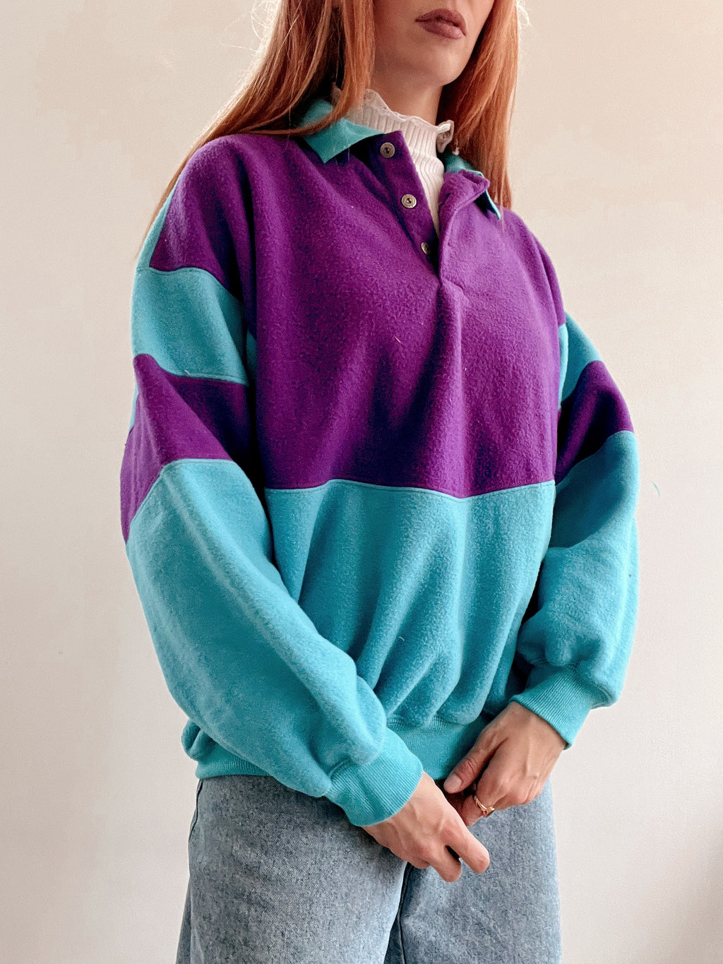 White and blue jacket with orange collar Adidas XL
