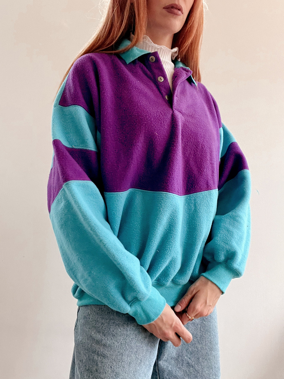 White and blue jacket with orange collar Adidas XL