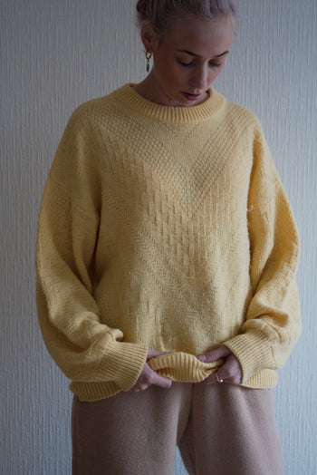 Pull jaune poussin en maille M/L