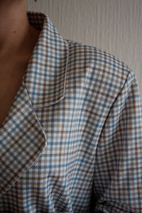 Veste blazer blanche et verte à carreaux L