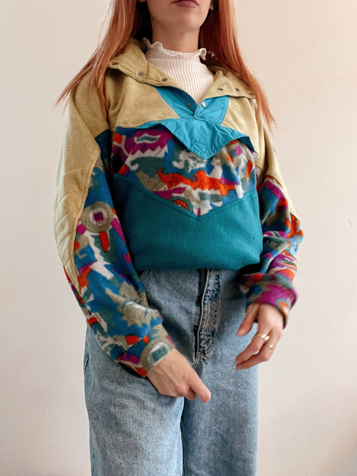White and blue jacket with orange collar Adidas XL