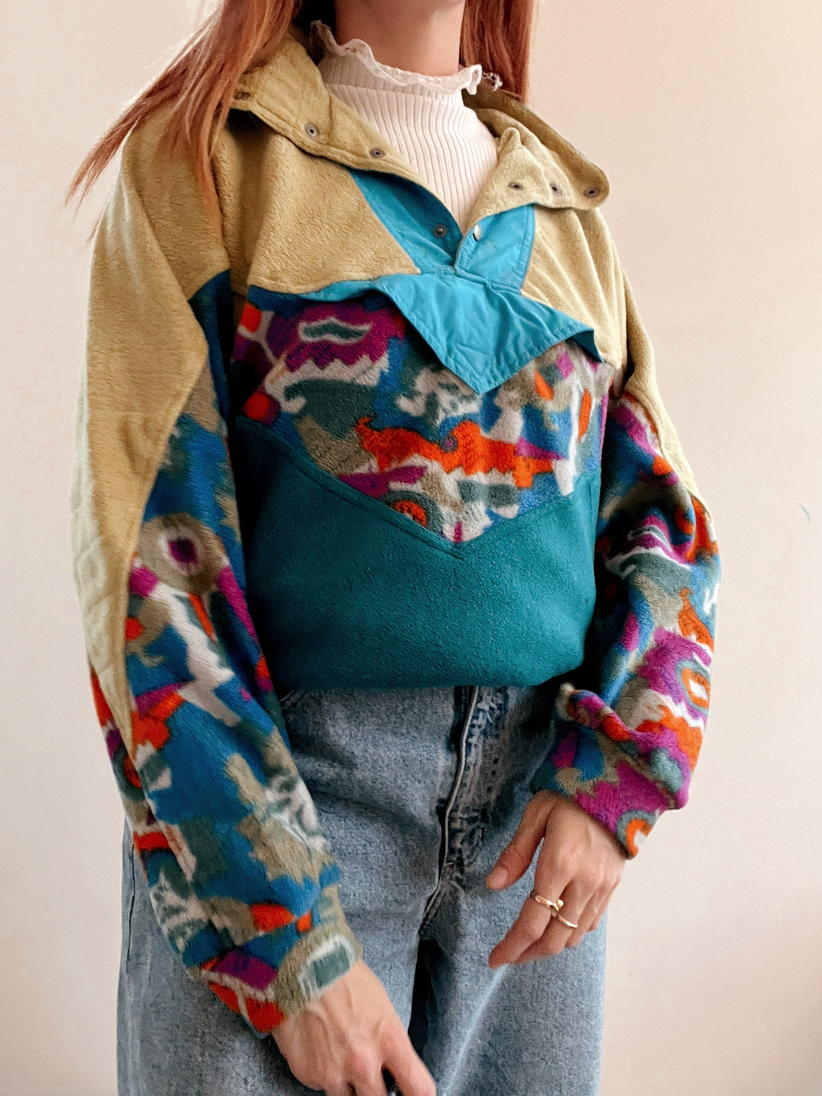 White and blue jacket with orange collar Adidas XL