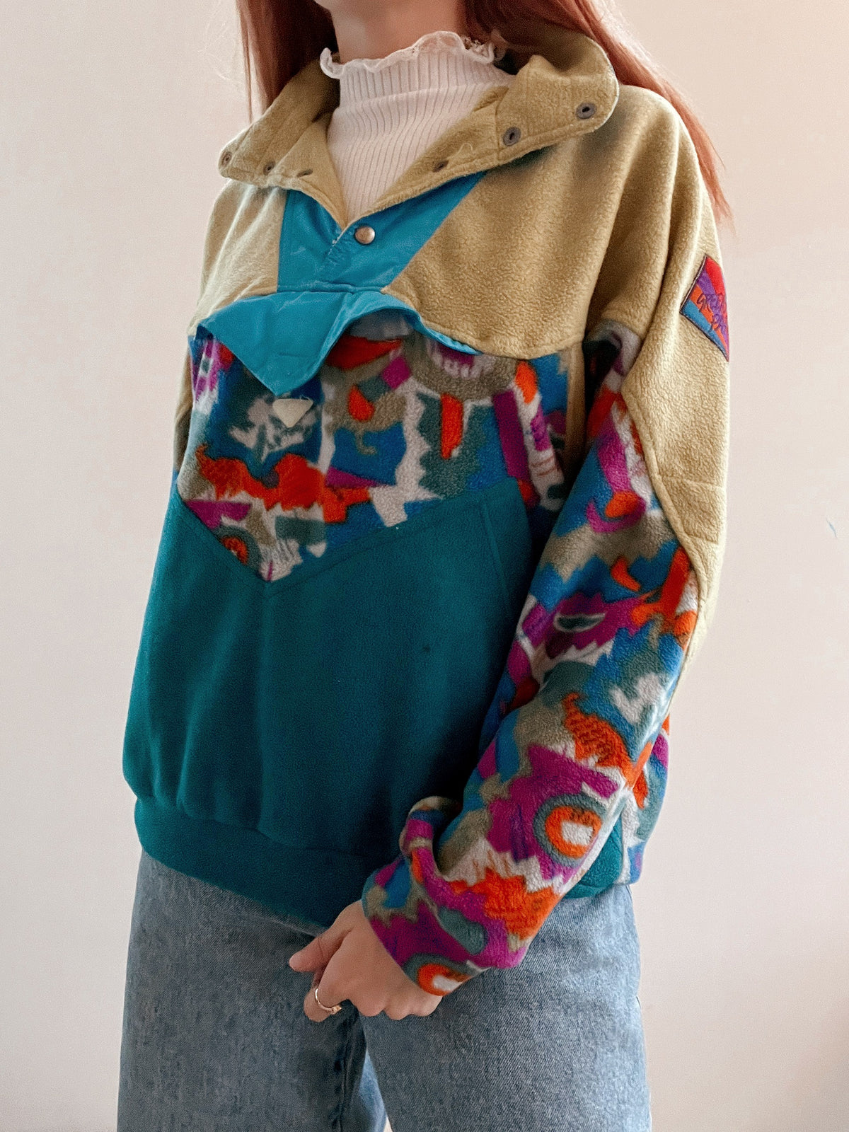 White and blue jacket with orange collar Adidas XL