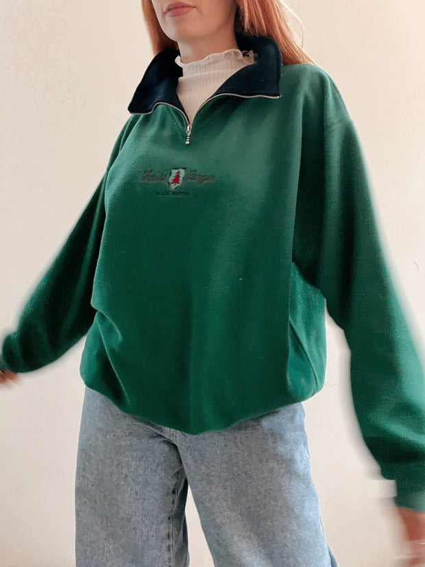 Vintage grüner Fleecepullover M