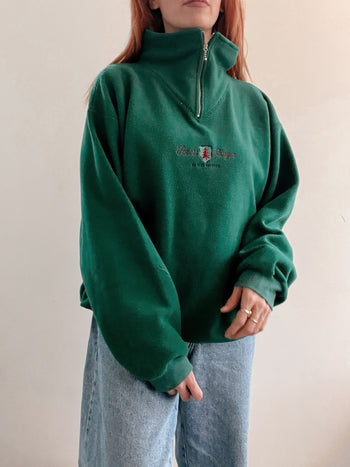 Pull polaire vintage vert M