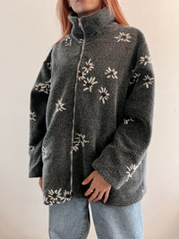 Jacket polaire vintage grise à motifs XL