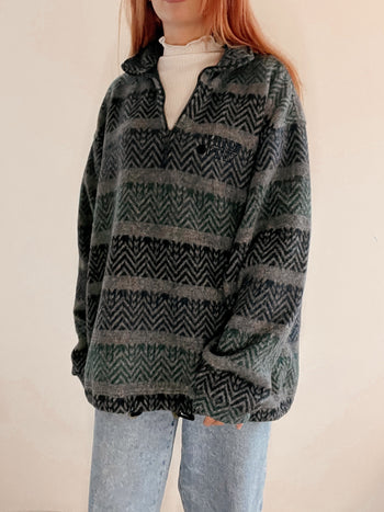 Pull polaire vintage vert foncé XL