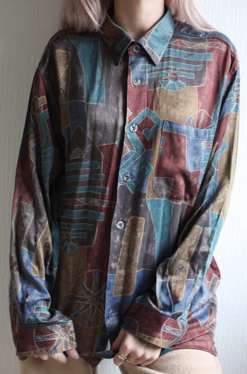 Vintage 80/90s shirt purple/blue/mustard M