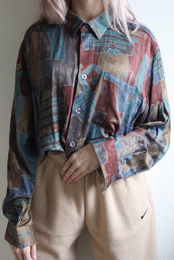 Vintage 80/90s shirt purple/blue/mustard M