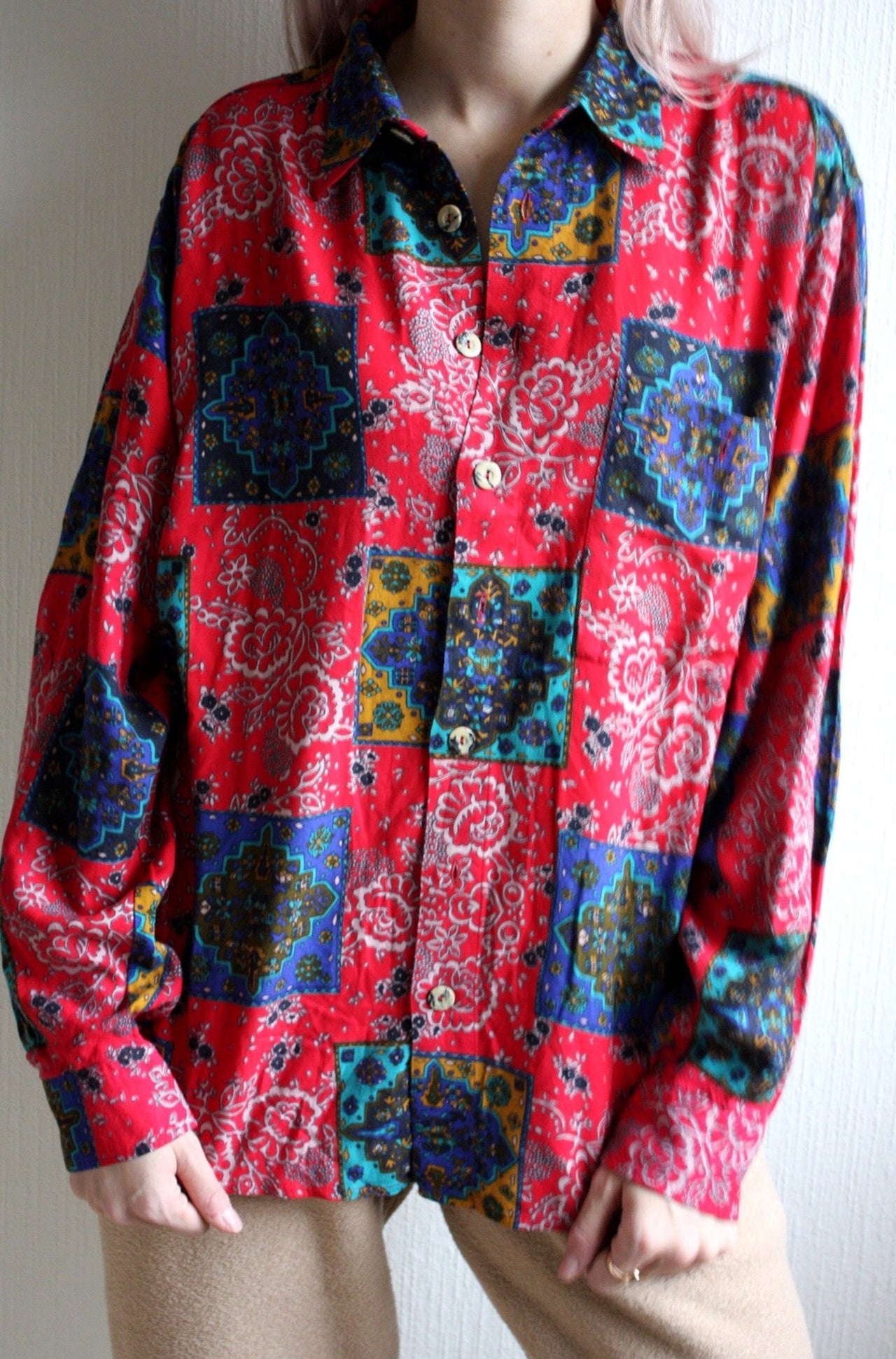 Vintage 80/90s shirt purple/blue/mustard M