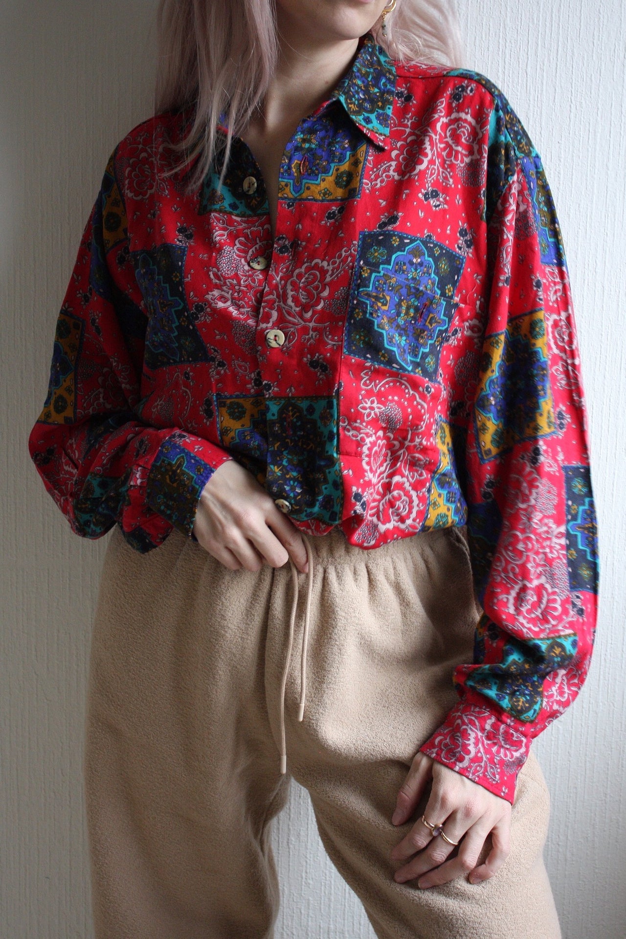 Vintage 80/90s shirt purple/blue/mustard M