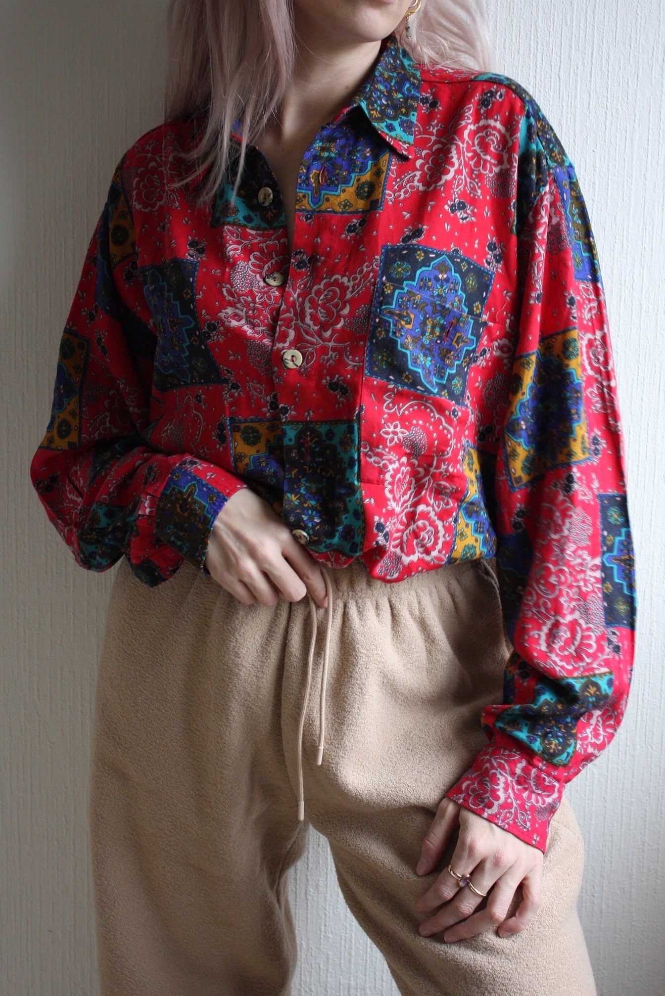 Chemise Vintage 90s rouge L