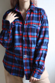 Chemise épaisse Vintage 90s à carreaux bleus/rouges L