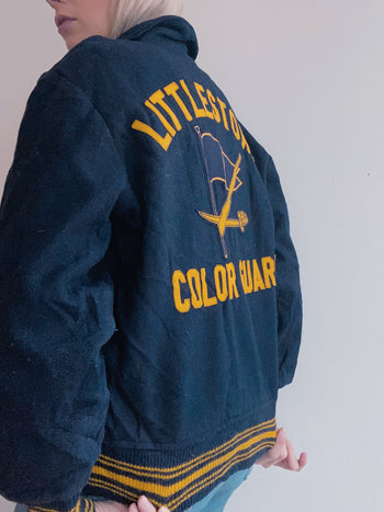 Veste bomber USA bleue foncée et jaune OG S