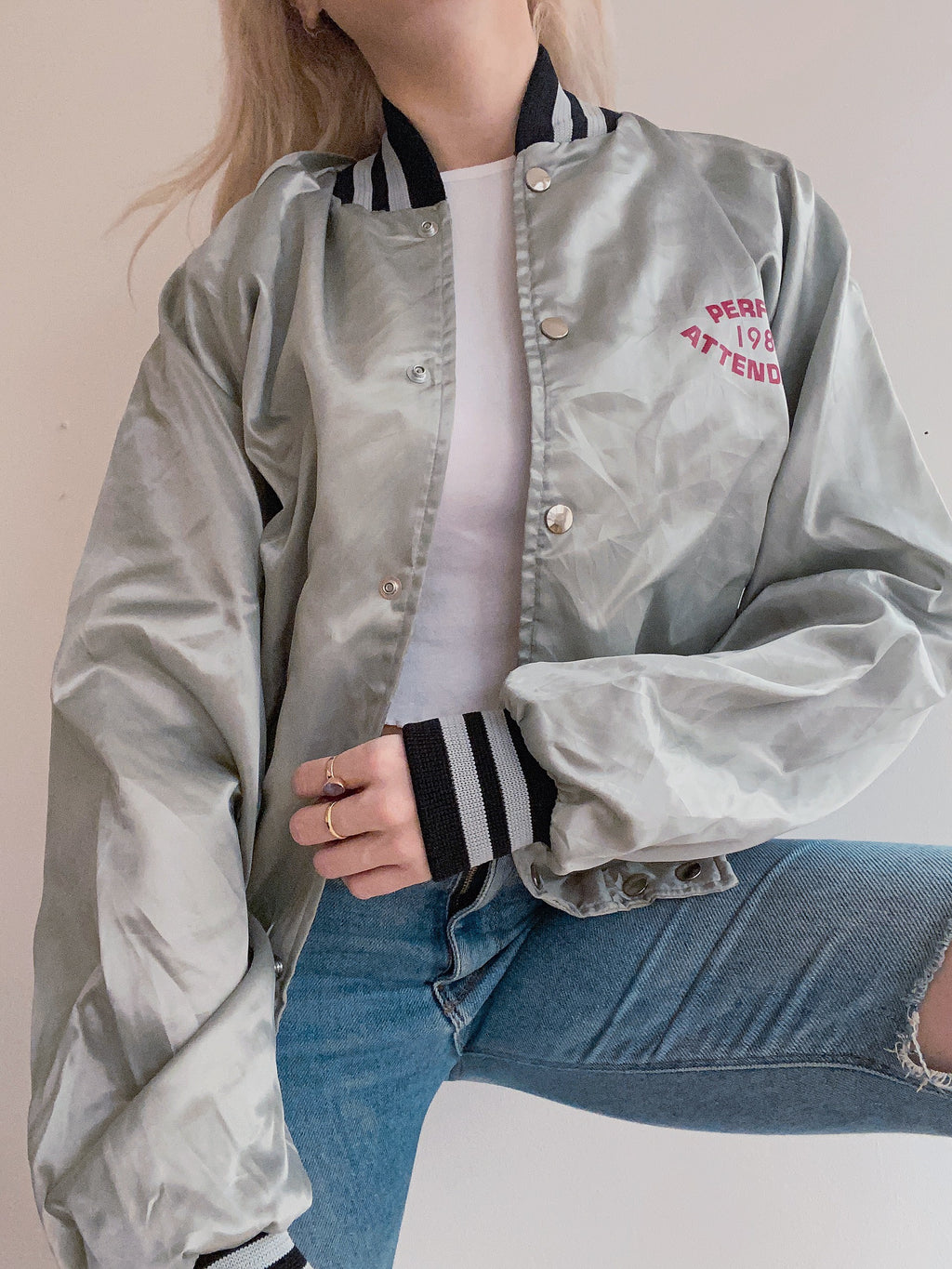 Veste bomber USA argentée Sanyo L