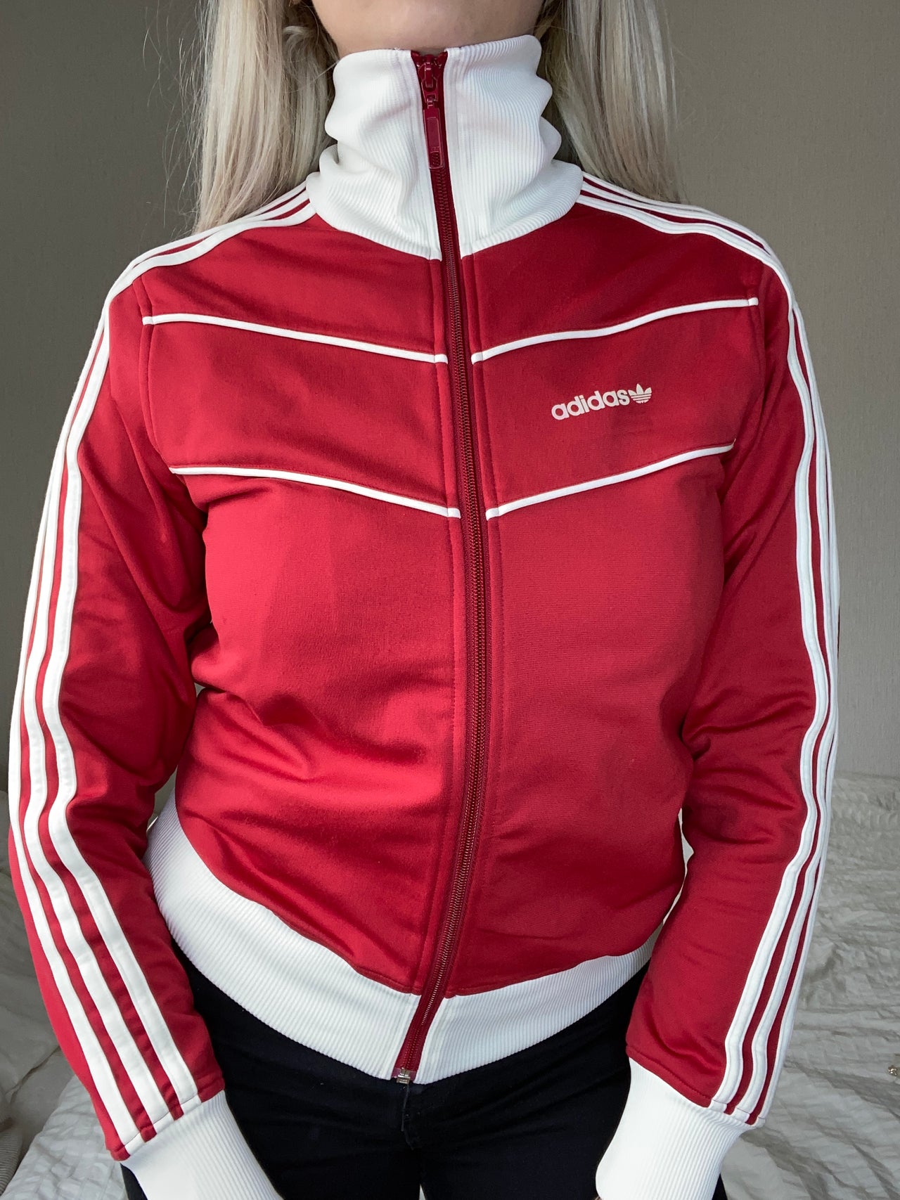 Jacket red/white Adidas L