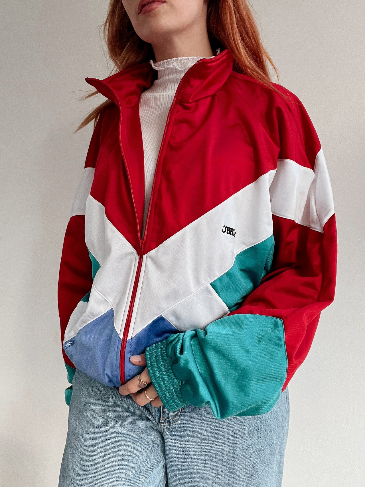 Veste de jogging vintage rouge et bleue M/L