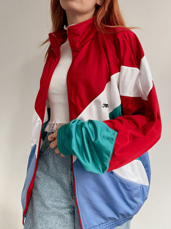 Veste de jogging vintage rouge et bleue M/L