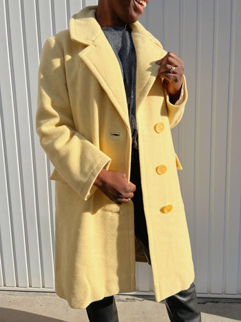 Manteau vintage en laine jaune M