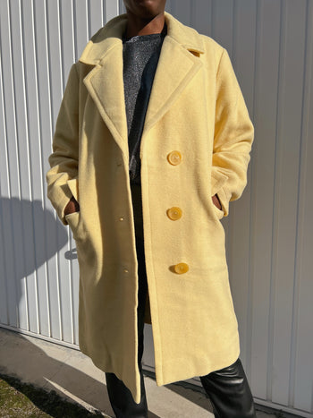 Manteau vintage en laine jaune M