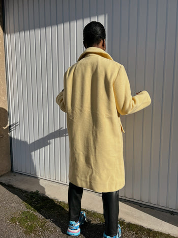 Manteau vintage en laine jaune M