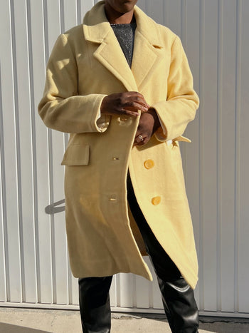 Manteau vintage en laine jaune M