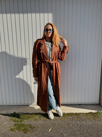 Trench en cuir marron L