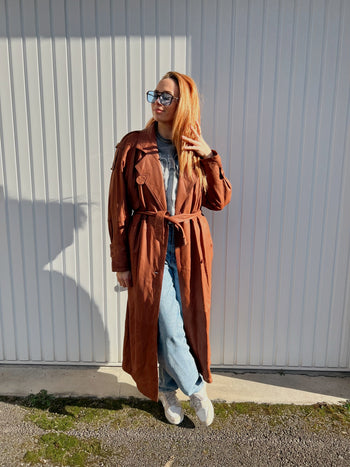 Trench en cuir marron L