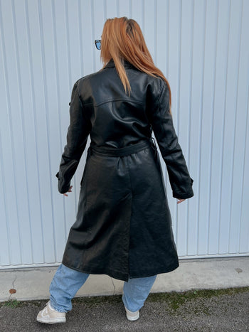 Trench en cuir noir L/XL