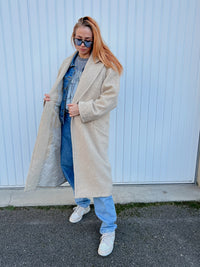 Manteau vintage en laine beige oversized L/XL