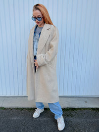 Manteau vintage en laine beige oversized L/XL