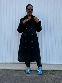 Long Manteau en mouton retourné noir L