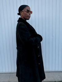 Long Manteau en mouton retourné noir L