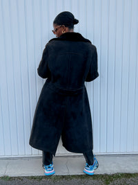 Long Manteau en mouton retourné noir L