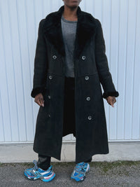Long Manteau en mouton retourné noir L
