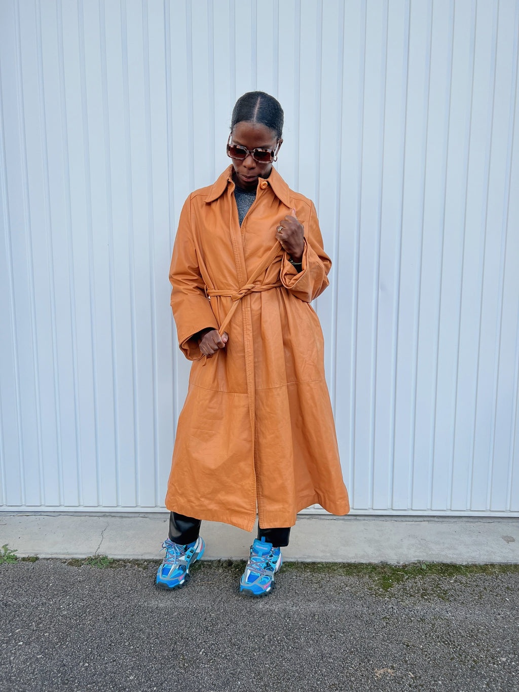 Trench en cuir caramel M/L