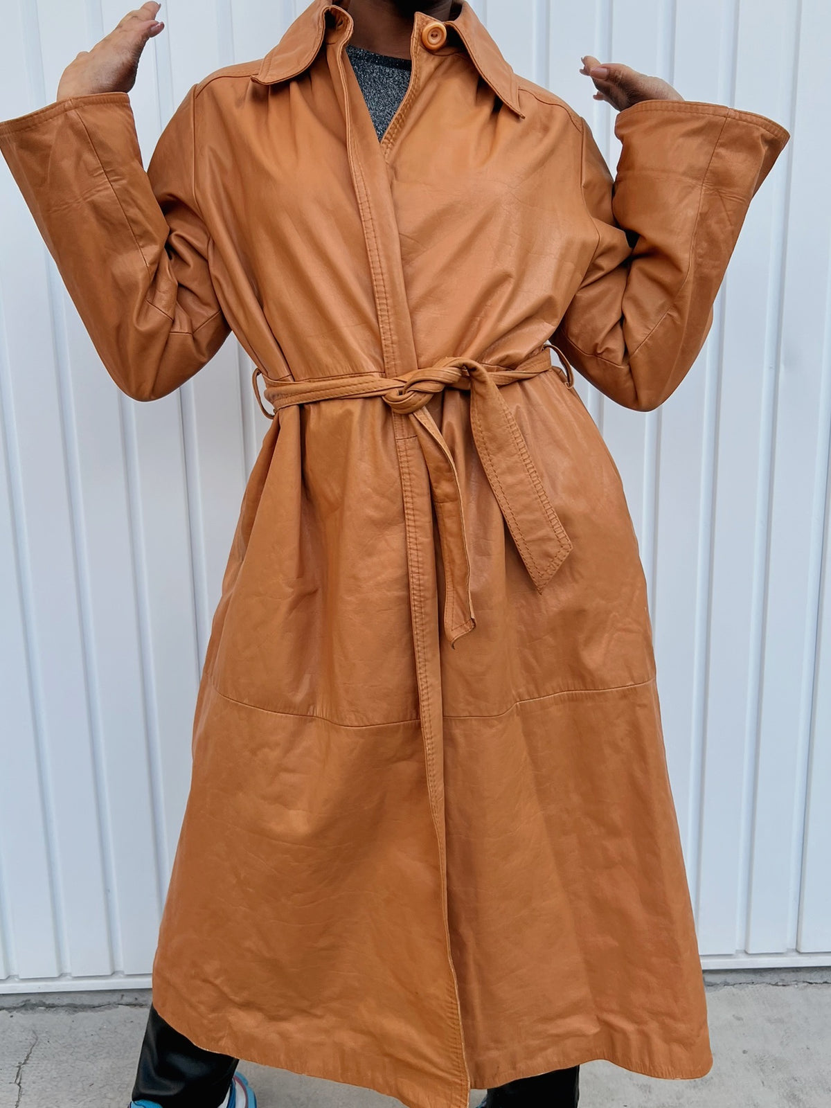 Trench en cuir caramel M/L