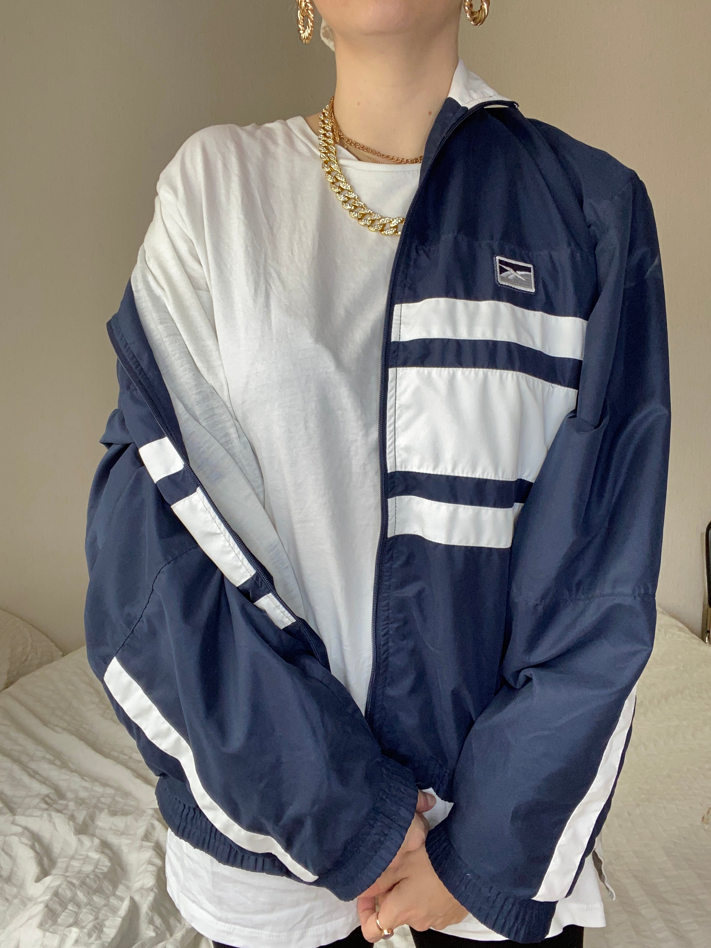 Blau/weiße Jacke Reebok L 