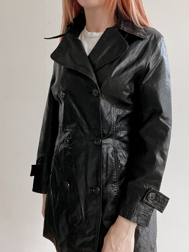 Trench simili cuir noir hot sale