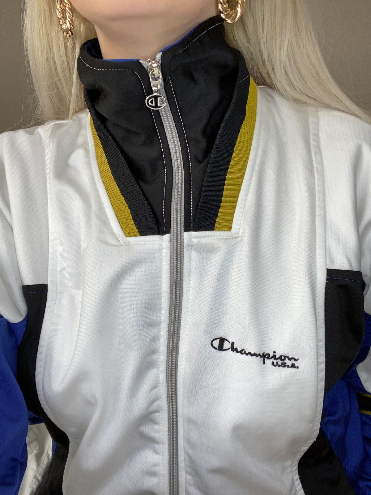 Jacke weiß/blau/schwarz Champion L 