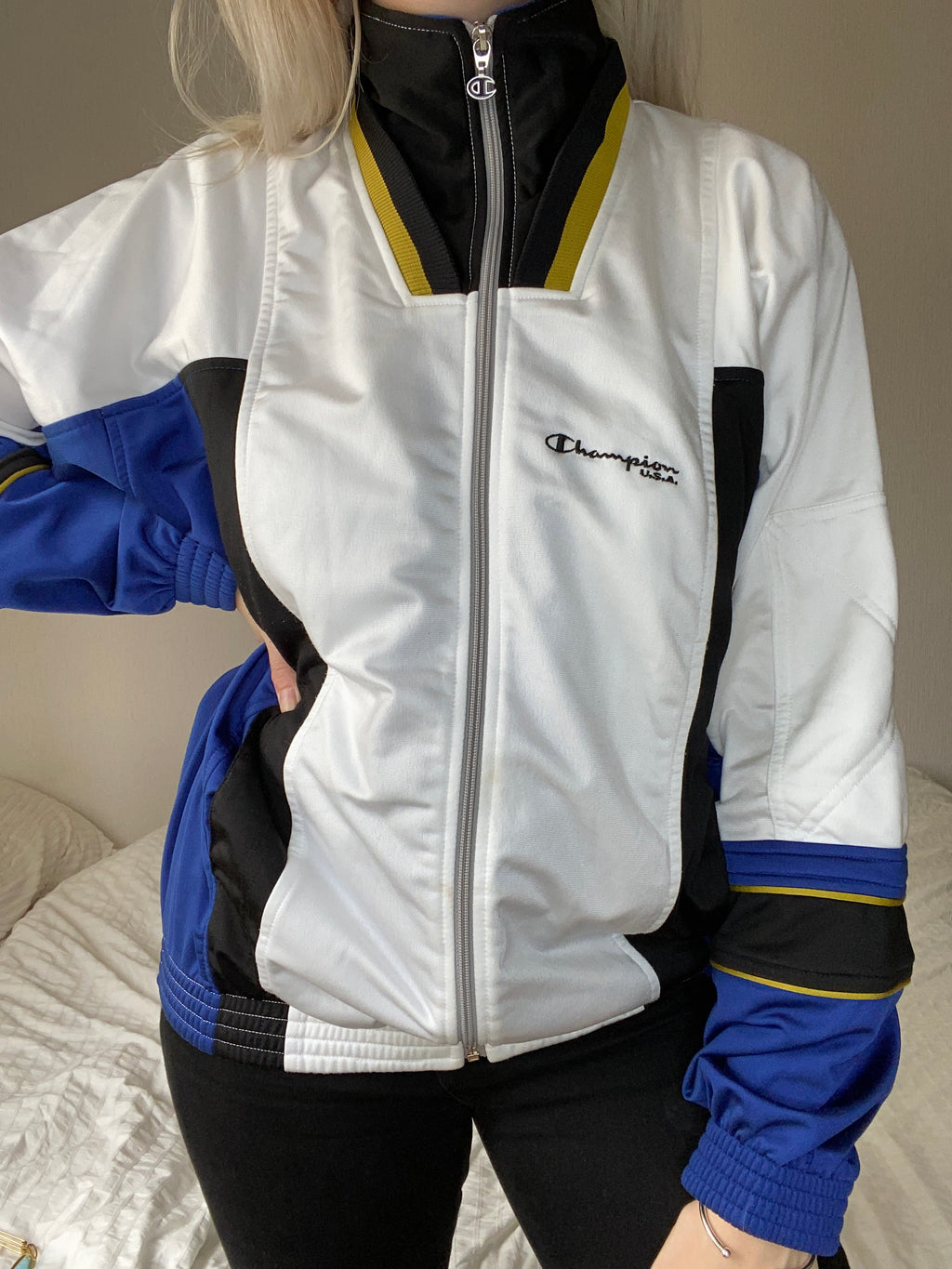 Jacke weiß/blau/schwarz Champion L 
