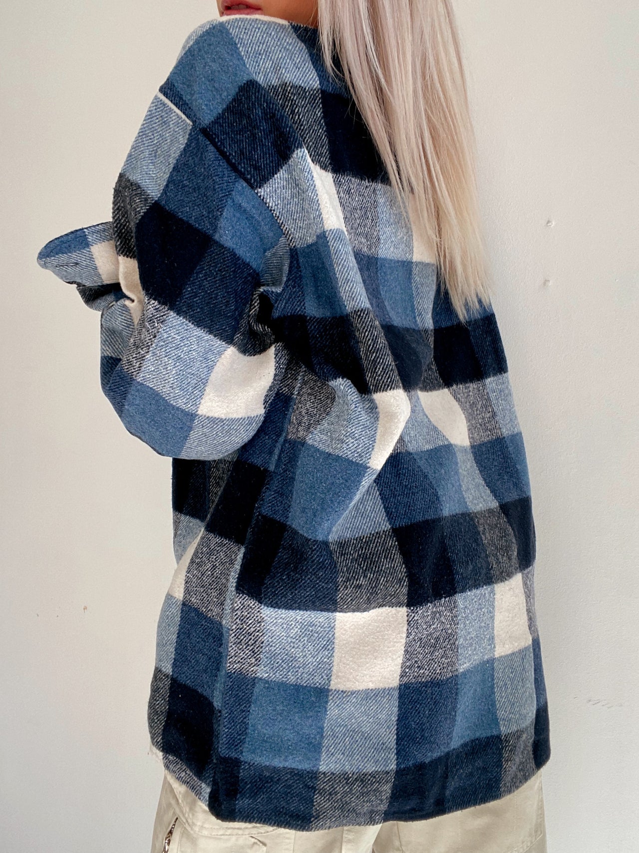 Vintage beige/gray check shirt L