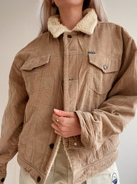 Veste beige en velours côtelée doublée M/L