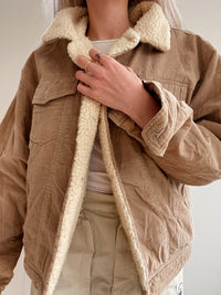 Veste beige en velours côtelée doublée M/L