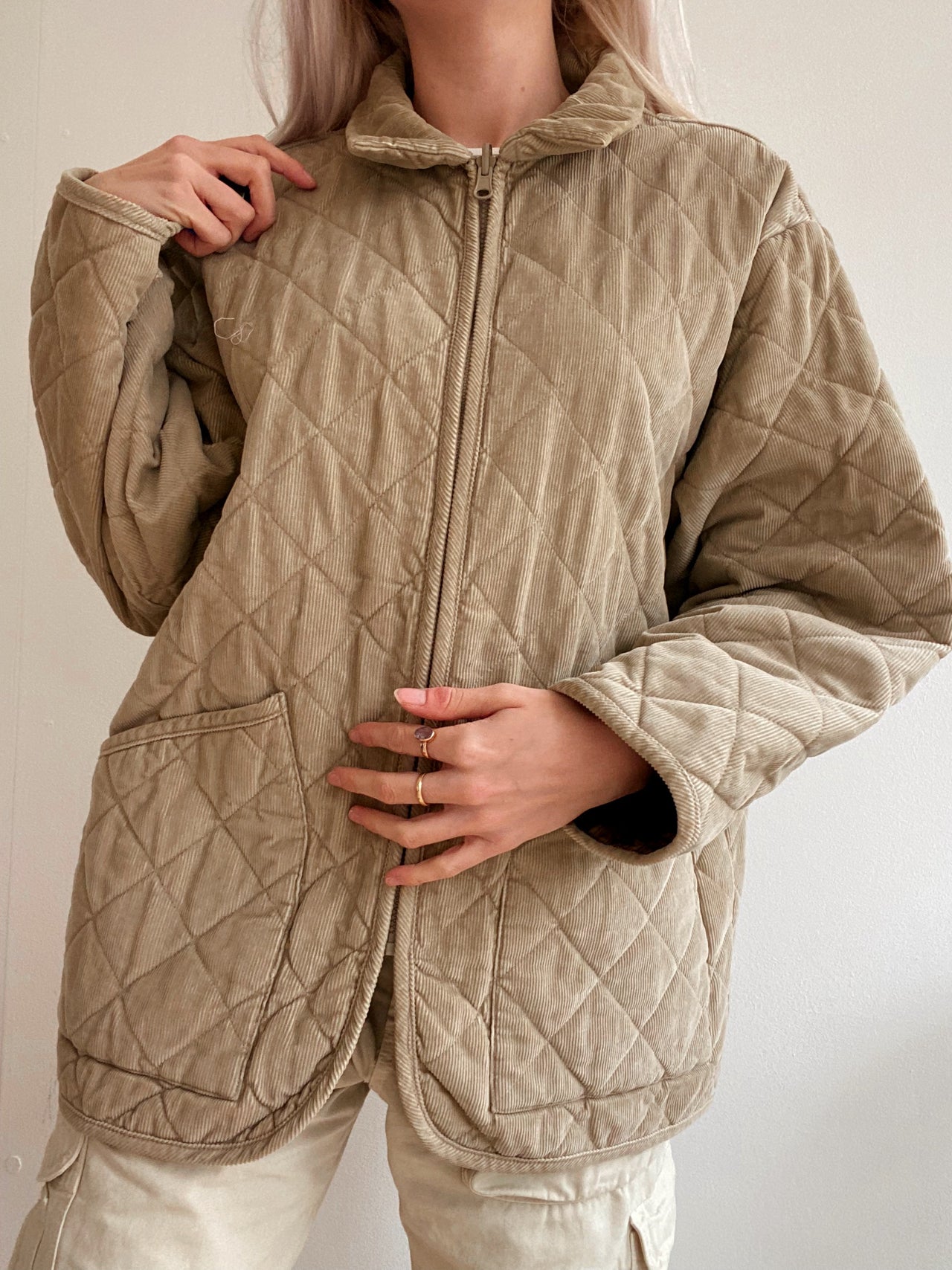 Veste beige matelassée L