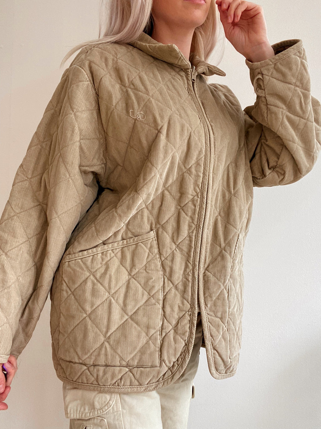 Beige Steppjacke L